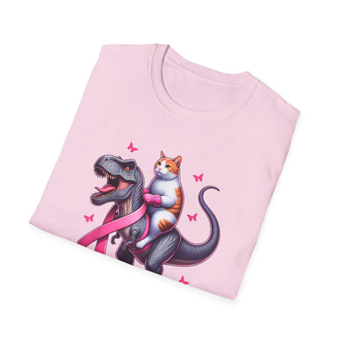 Support Squad T-Rex & Cat Breast Cancer Awareness T-Shirt