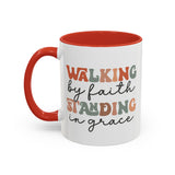 Inspirational Coffee Mug - Romans 5:2-3 Walking by Faith, Standing in Grace