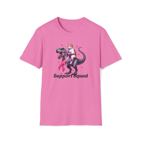 Support Squad T-Rex & Cat Breast Cancer Awareness T-Shirt