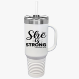 Empowering Insulated Travel Mug - 40oz "Proverbs 31:25 She is Strong" - Perfect for Gifts & Everyday Use