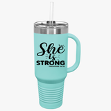 Empowering Insulated Travel Mug - 40oz "Proverbs 31:25 She is Strong" - Perfect for Gifts & Everyday Use