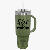 Empowering Insulated Travel Mug - 40oz "Proverbs 31:25 She is Strong" - Perfect for Gifts & Everyday Use