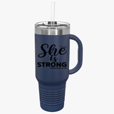 Empowering Insulated Travel Mug - 40oz "Proverbs 31:25 She is Strong" - Perfect for Gifts & Everyday Use