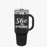 Empowering Insulated Travel Mug - 40oz "Proverbs 31:25 She is Strong" - Perfect for Gifts & Everyday Use