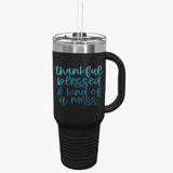 Thankful Blessed Insulated Travel Mug - 40oz Coffee Cup for Adventure Lovers