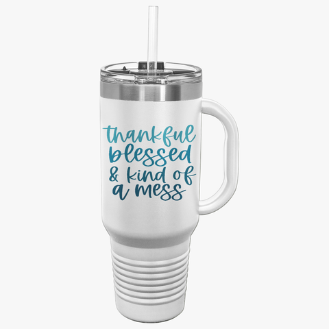 Thankful Blessed Insulated Travel Mug - 40oz Coffee Cup for Adventure Lovers