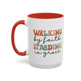 Inspirational Coffee Mug - Romans 5:2-3 Walking by Faith, Standing in Grace