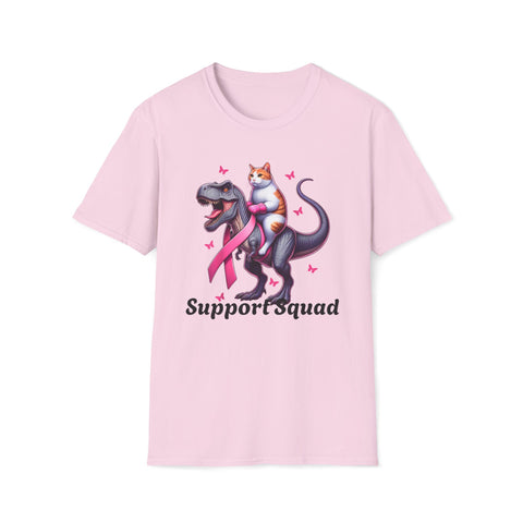 Support Squad T-Rex & Cat Breast Cancer Awareness T-Shirt