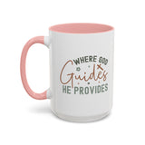 Inspirational Accent Coffee Mug - Where God Guides He Provides - Perfect for Gift Giving and Daily Motivation