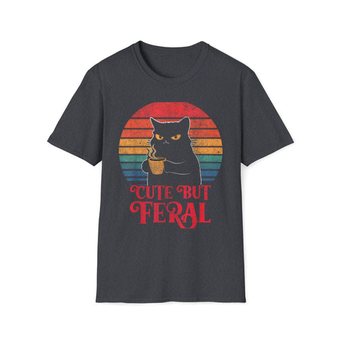 Black Cat Unisex Tee - Cute but Feral