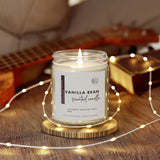 Vanilla Bean Scented Candles | Coconut Apricot Wax (4oz, 9oz)