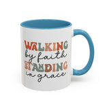 Inspirational Coffee Mug - Romans 5:2-3 Walking by Faith, Standing in Grace