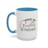 Inspirational Accent Coffee Mug - Where God Guides He Provides - Perfect for Gift Giving and Daily Motivation