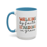 Inspirational Coffee Mug - Romans 5:2-3 Walking by Faith, Standing in Grace