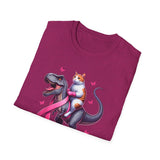 Support Squad T-Rex & Cat Breast Cancer Awareness T-Shirt