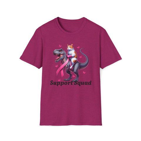 Support Squad T-Rex & Cat Breast Cancer Awareness T-Shirt