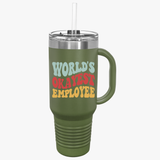 Fun Insulated Travel Mug - World's Okayest Employee - 40oz Coffee Cup